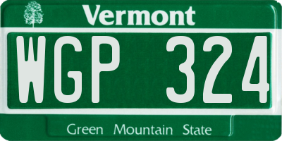 VT license plate WGP324