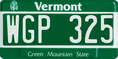 VT license plate WGP325
