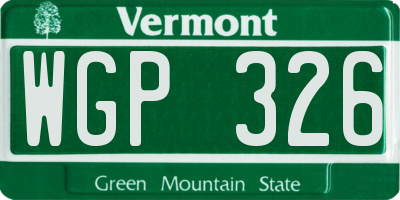 VT license plate WGP326