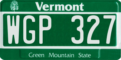 VT license plate WGP327