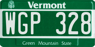 VT license plate WGP328