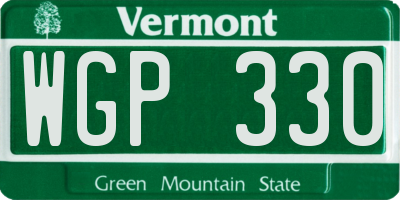 VT license plate WGP330