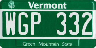 VT license plate WGP332