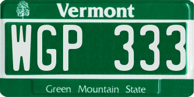 VT license plate WGP333