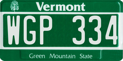 VT license plate WGP334