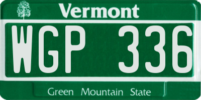 VT license plate WGP336