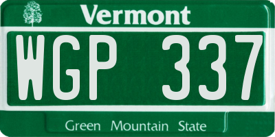 VT license plate WGP337