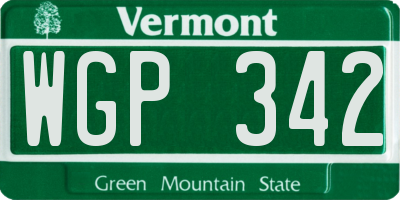 VT license plate WGP342