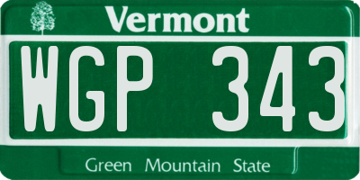 VT license plate WGP343