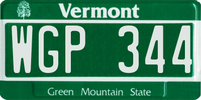 VT license plate WGP344