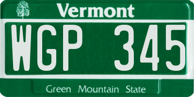 VT license plate WGP345