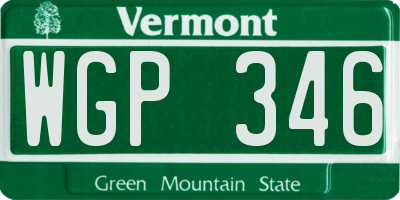 VT license plate WGP346