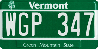 VT license plate WGP347