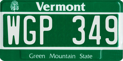 VT license plate WGP349