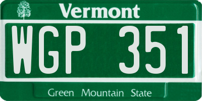 VT license plate WGP351
