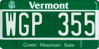 VT license plate WGP355