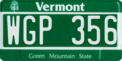 VT license plate WGP356