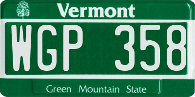VT license plate WGP358