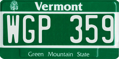 VT license plate WGP359