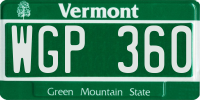 VT license plate WGP360