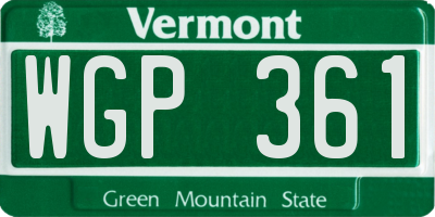VT license plate WGP361