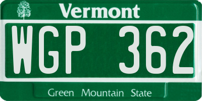 VT license plate WGP362