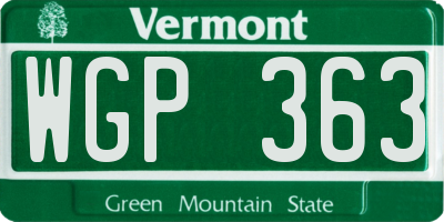 VT license plate WGP363