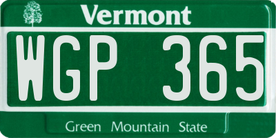 VT license plate WGP365
