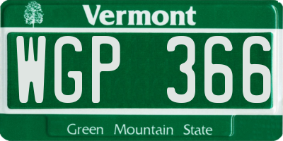 VT license plate WGP366