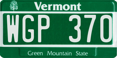VT license plate WGP370