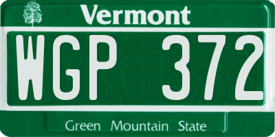 VT license plate WGP372