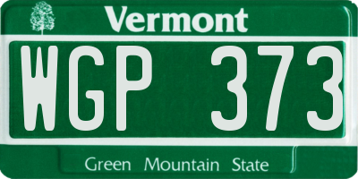 VT license plate WGP373