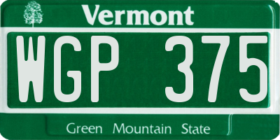VT license plate WGP375