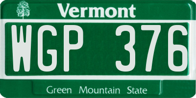 VT license plate WGP376