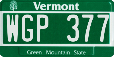 VT license plate WGP377