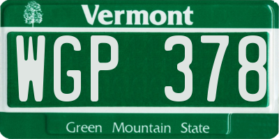 VT license plate WGP378