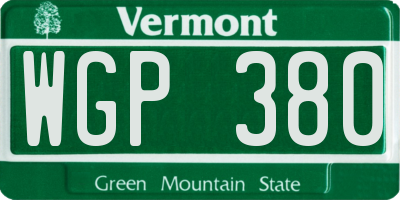 VT license plate WGP380