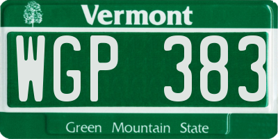 VT license plate WGP383