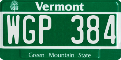 VT license plate WGP384