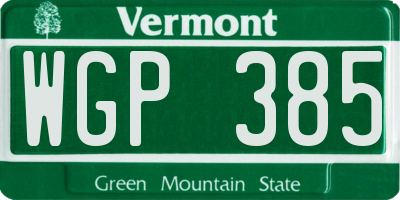 VT license plate WGP385