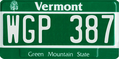 VT license plate WGP387