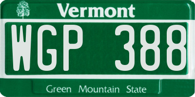 VT license plate WGP388