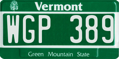 VT license plate WGP389