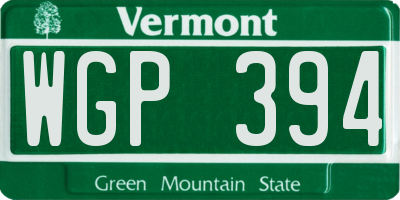 VT license plate WGP394