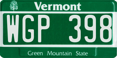 VT license plate WGP398