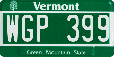 VT license plate WGP399