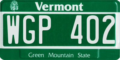 VT license plate WGP402
