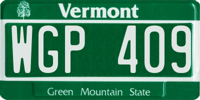 VT license plate WGP409