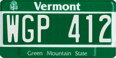 VT license plate WGP412