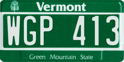 VT license plate WGP413